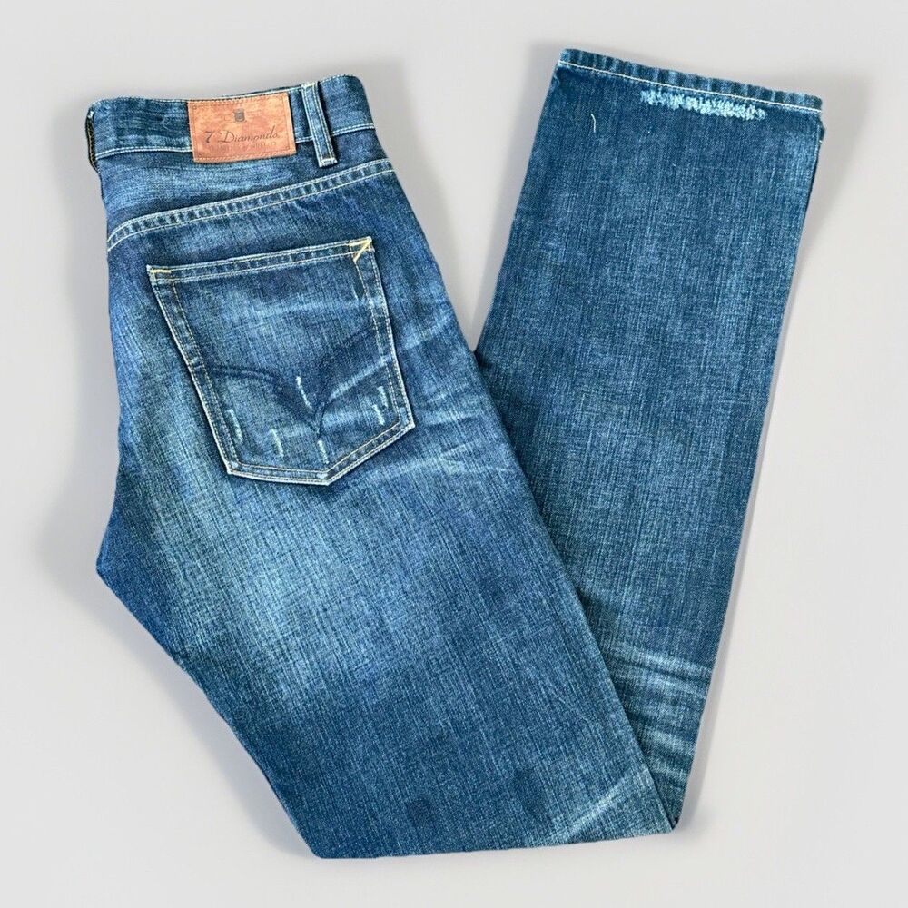 7 Diamonds Mens 30x 33 Kelso Straight Butterfly Jeans Dark Wash 100% Cotton NWOT